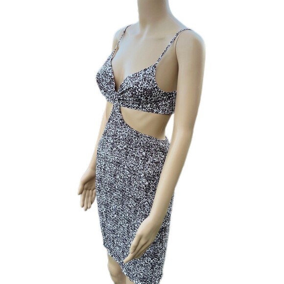 Blush BJ Brown Floral Spaghetti Strap Mini Cut-out Smocked Summer Dress Small - Picture 7 of 10